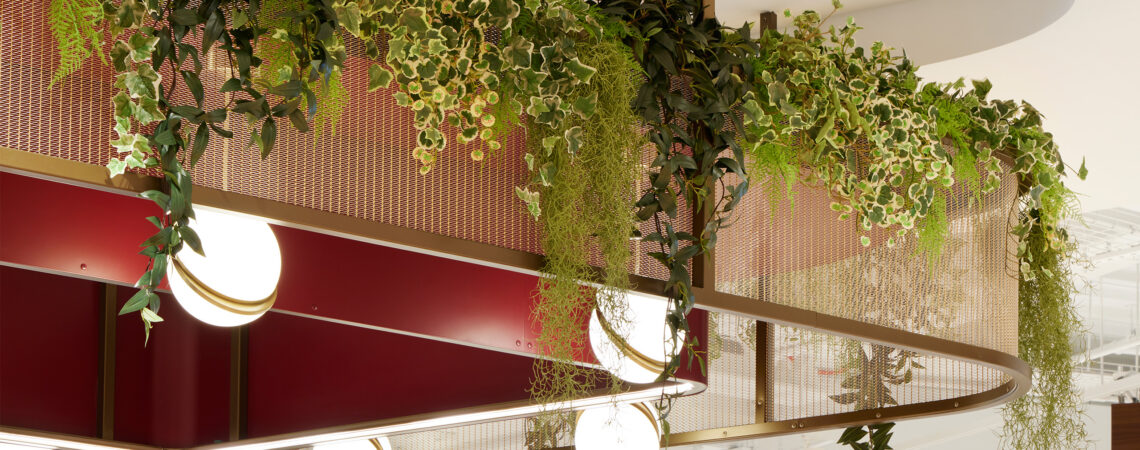 IPZ-56 Woven Wire Mesh as Decorative Ceiling Feature