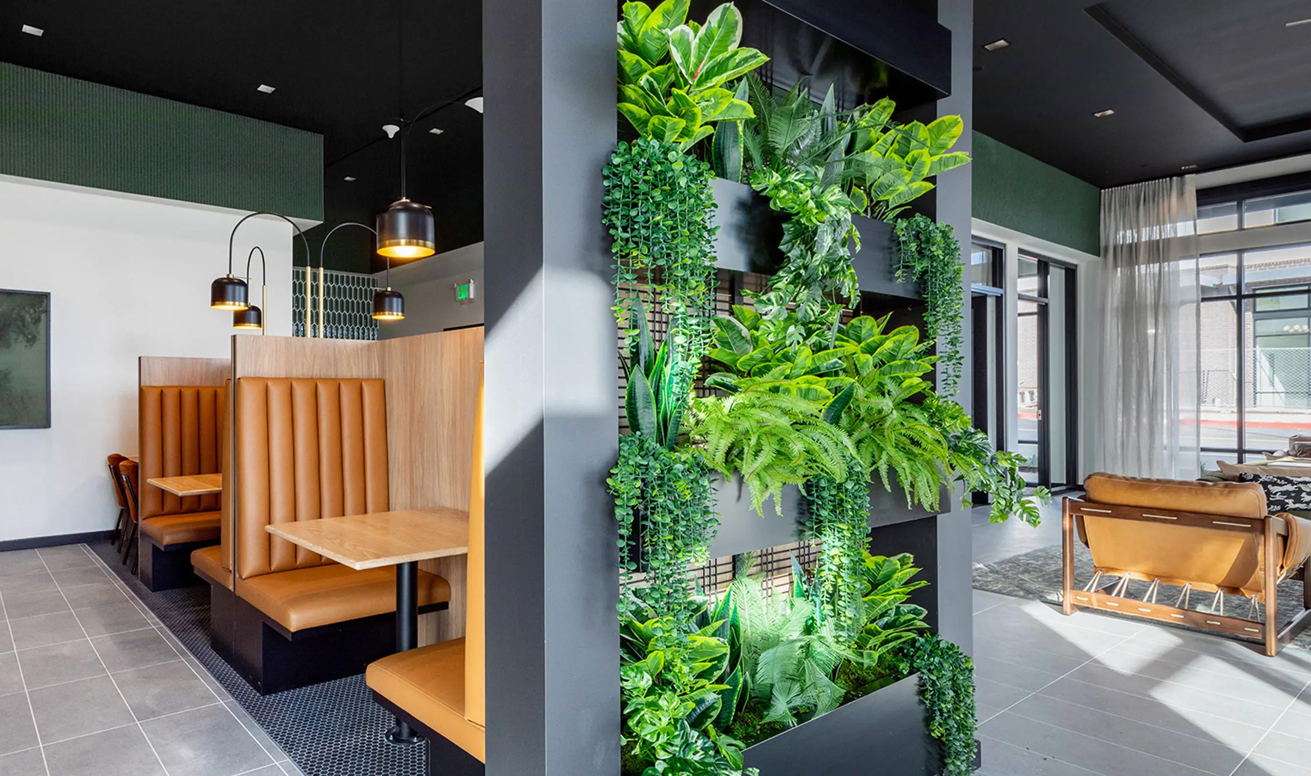 WDZ-539 Welded Wire Mesh in Powder Coat Black Installed as Indoor Planter