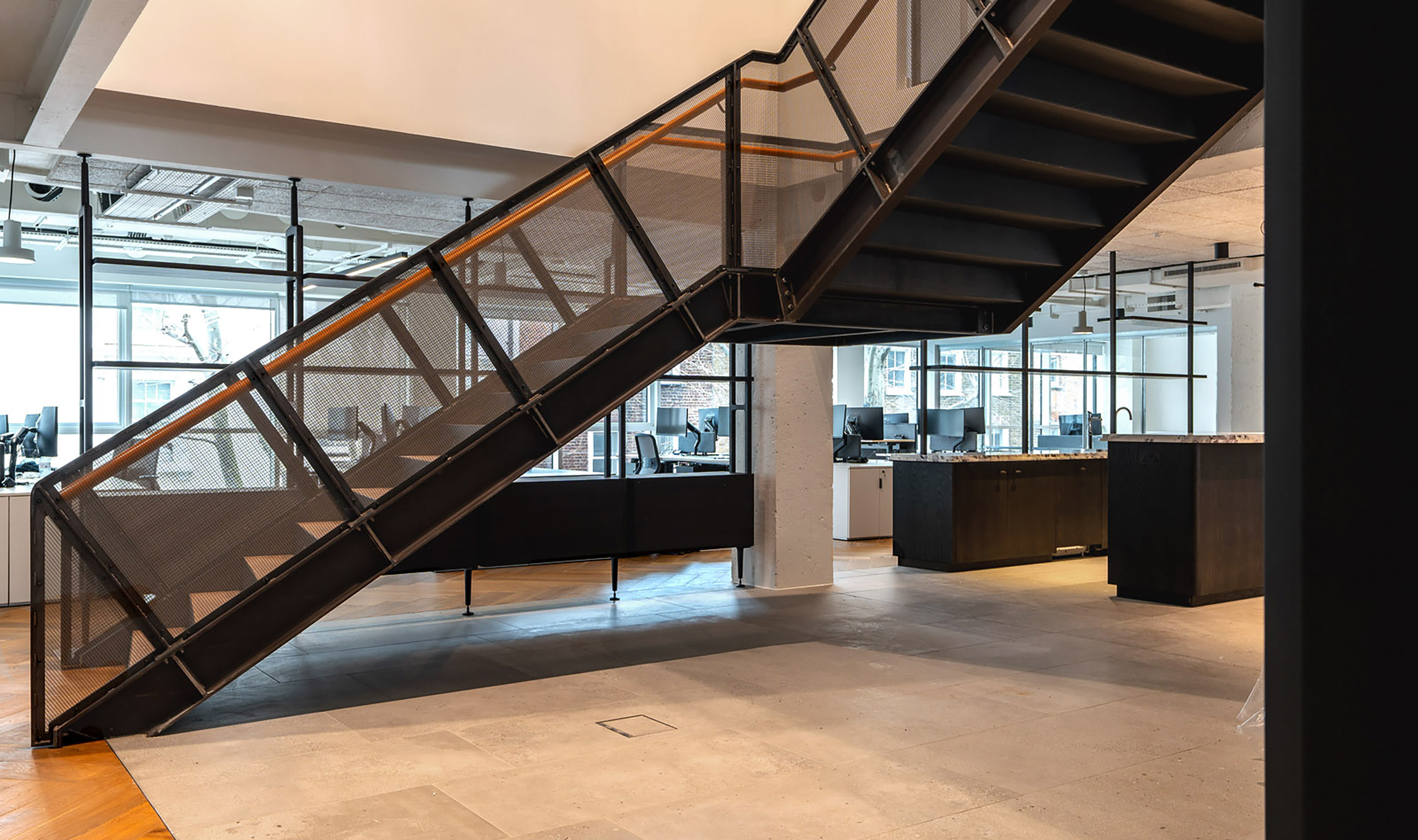 Banker Wire LPZ-71 installed on a staircase at Revcap Headquarters in London Banker Wire LPZ-71 installed on a staircase at Revcap Headquarters in London