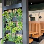 Welded Wire Mesh Trellis Installed as Indoor Planter Centerpiece