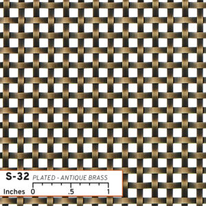 S-32 Woven Wire Mesh in Plated Antique Brass