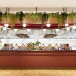 Sancroft Building showcasing modern architecture with abundant natural light, contemporary furnishings, and distinctive design elements such as woven wire mesh from Banker Wire