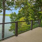 Close-up of welded wire mesh deck railing with industrial design, perfect for DIY outdoor projects and low-maintenance living.