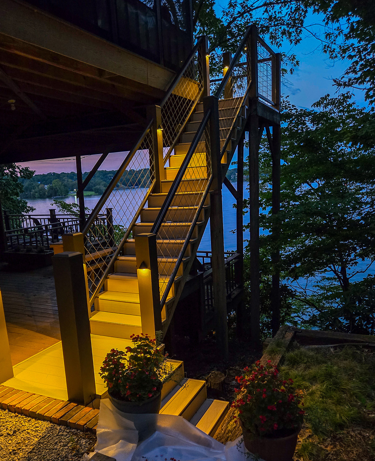 Stylish and sturdy welded wire mesh railing on a residential deck, perfect for homeowners seeking low-maintenance outdoor upgrades.