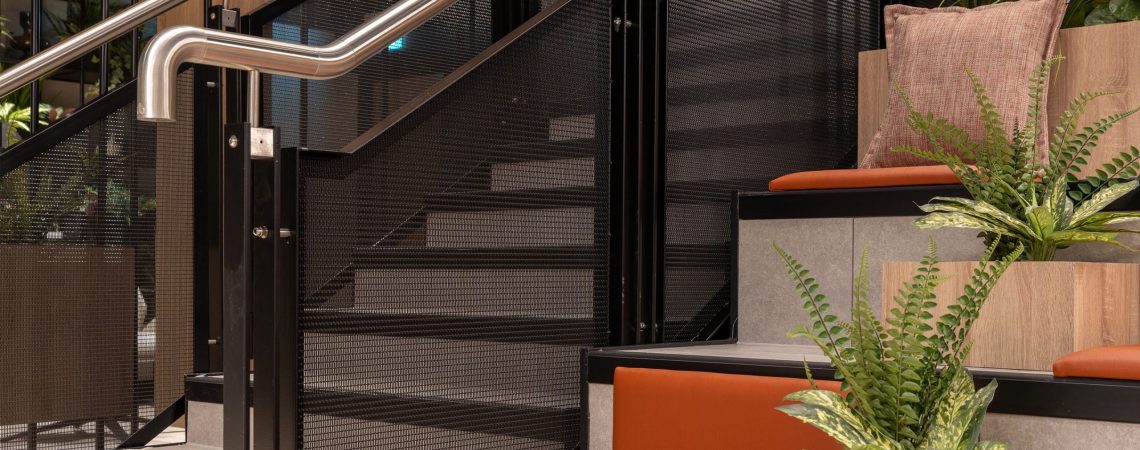 LPZ-71 architectural wire mesh enhances staircase design with modern, structural safety, and refined detail.