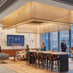 Decorative Wire Mesh for Ceiling and Lighting Fixtures within Corporate Spaces