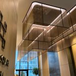 Decorative Wire Mesh for Ceiling and Lighting Fixtures within Corporate Spaces